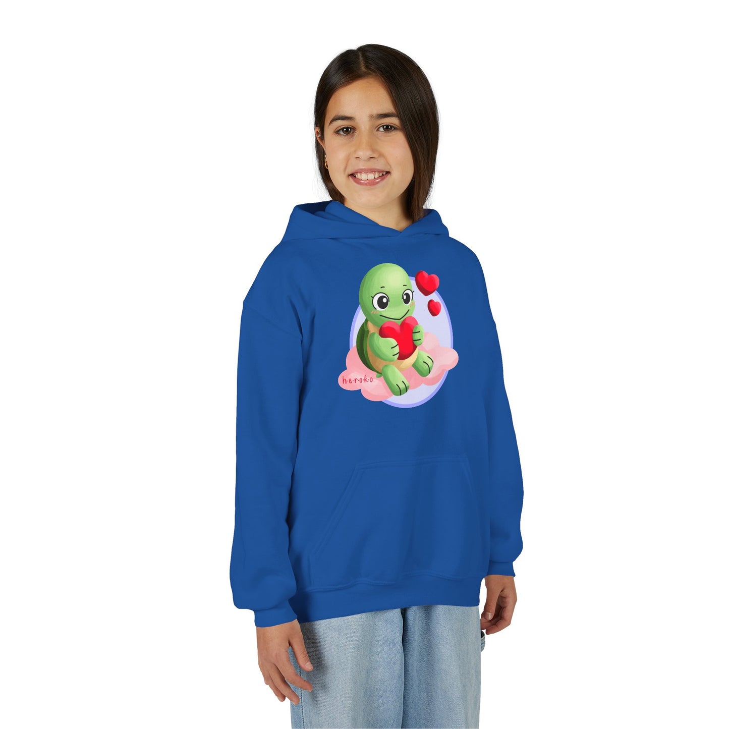 Kids Hoodie - Cute Turtle Valentine's Day Design