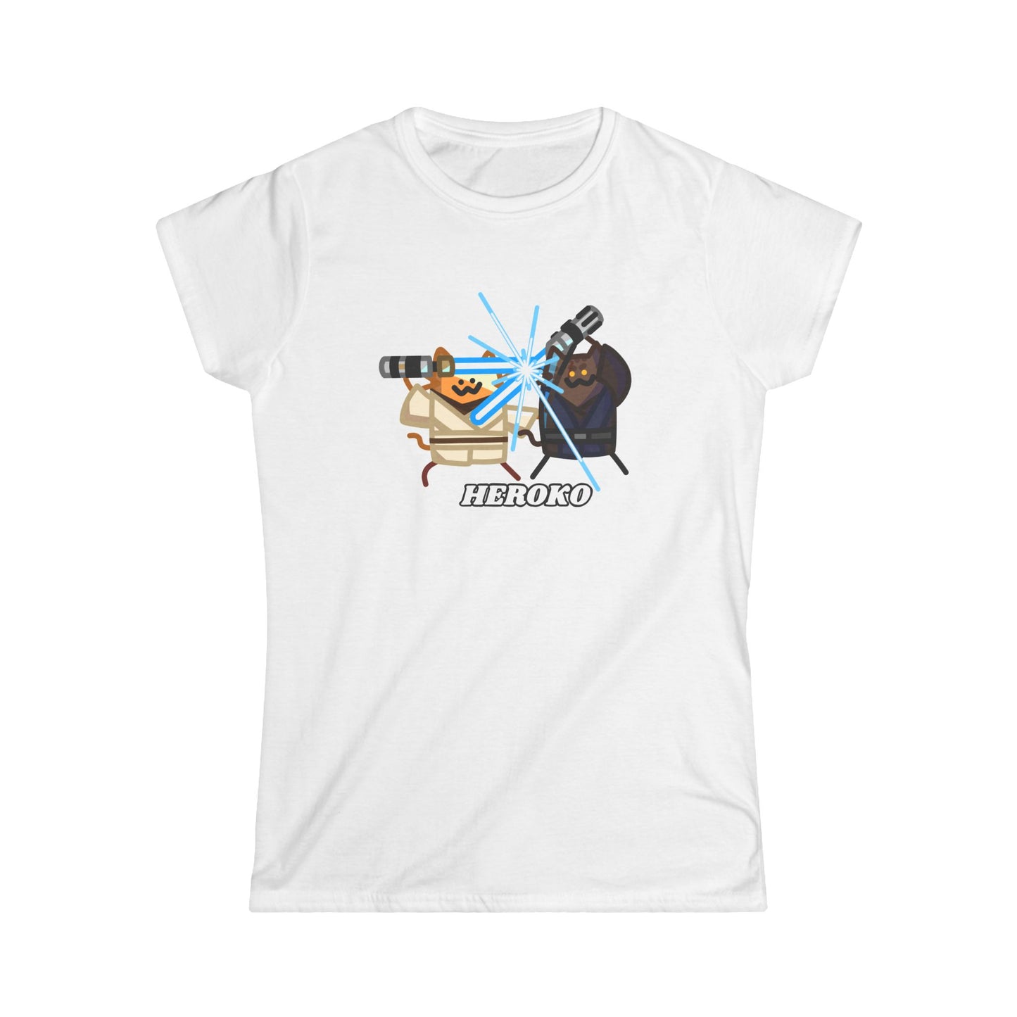 Slim Fit Tee - Jedi Cats Fighting Design
