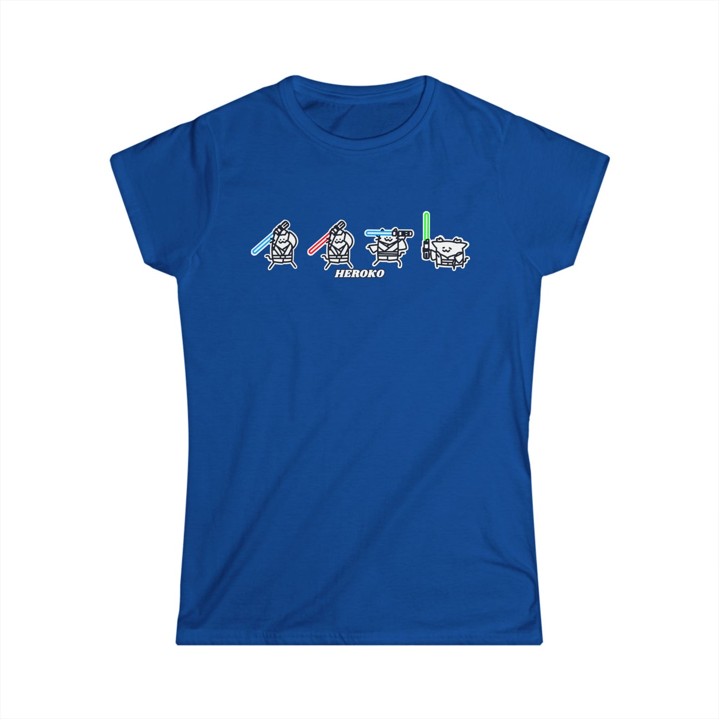 Slim Fit Tee - Cute Jedi Cats B&W Design
