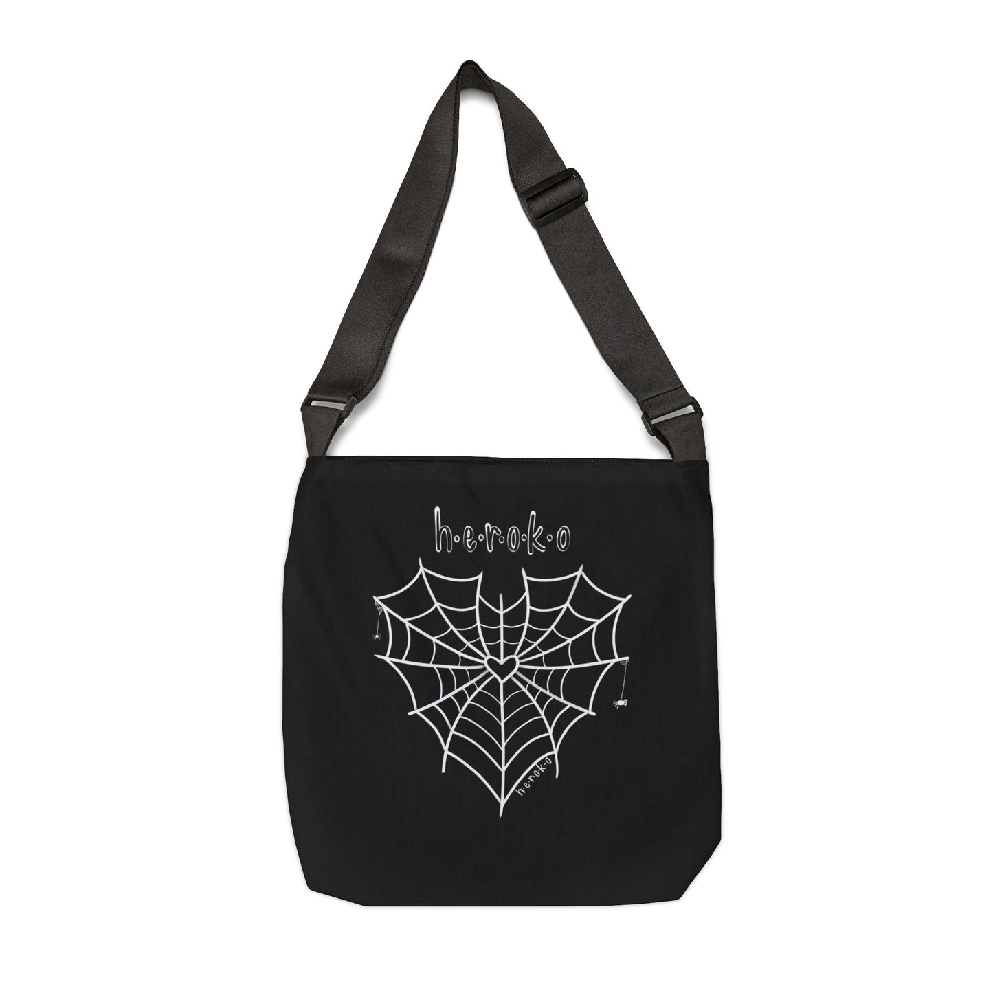 LOVE ALL CAT AND SPIDER WEB BLACK Adjustable Tote Bag