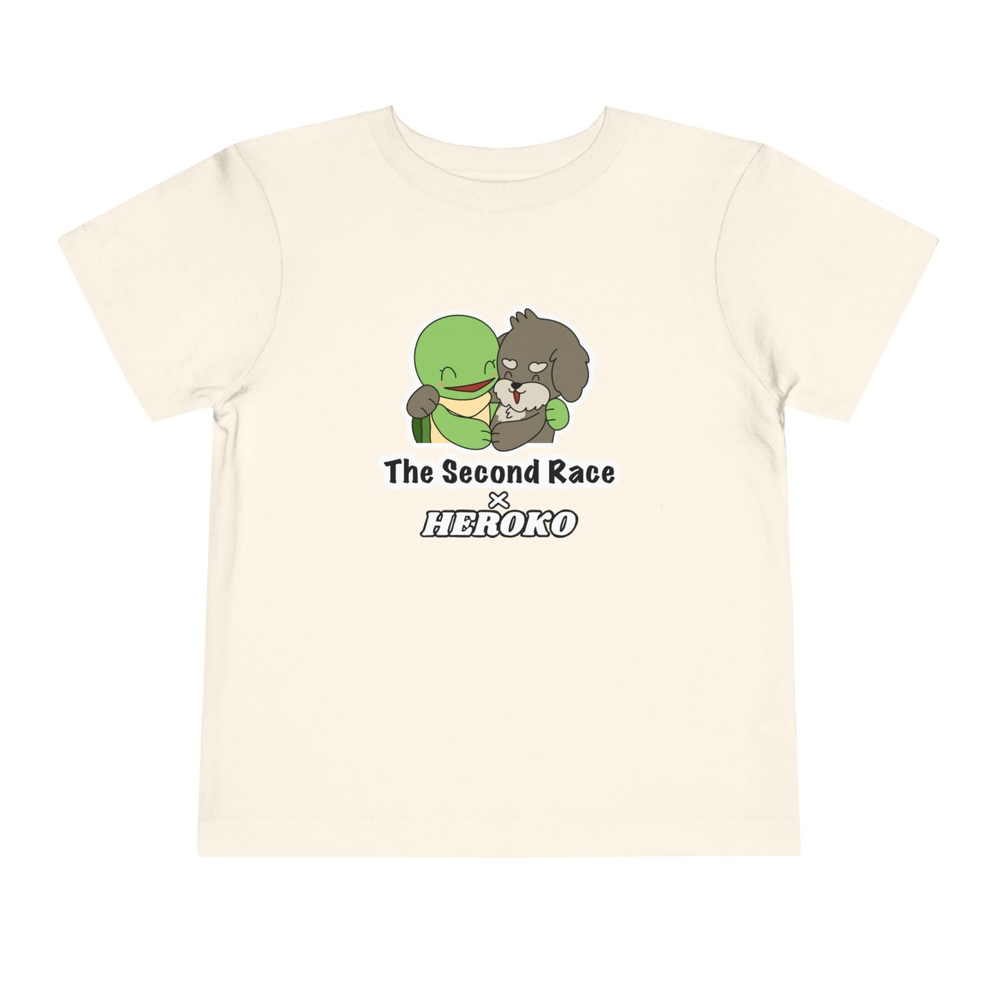 Toddler Tee — Cute "The Second Race" Cartoon Turtle & Puppy Graphic