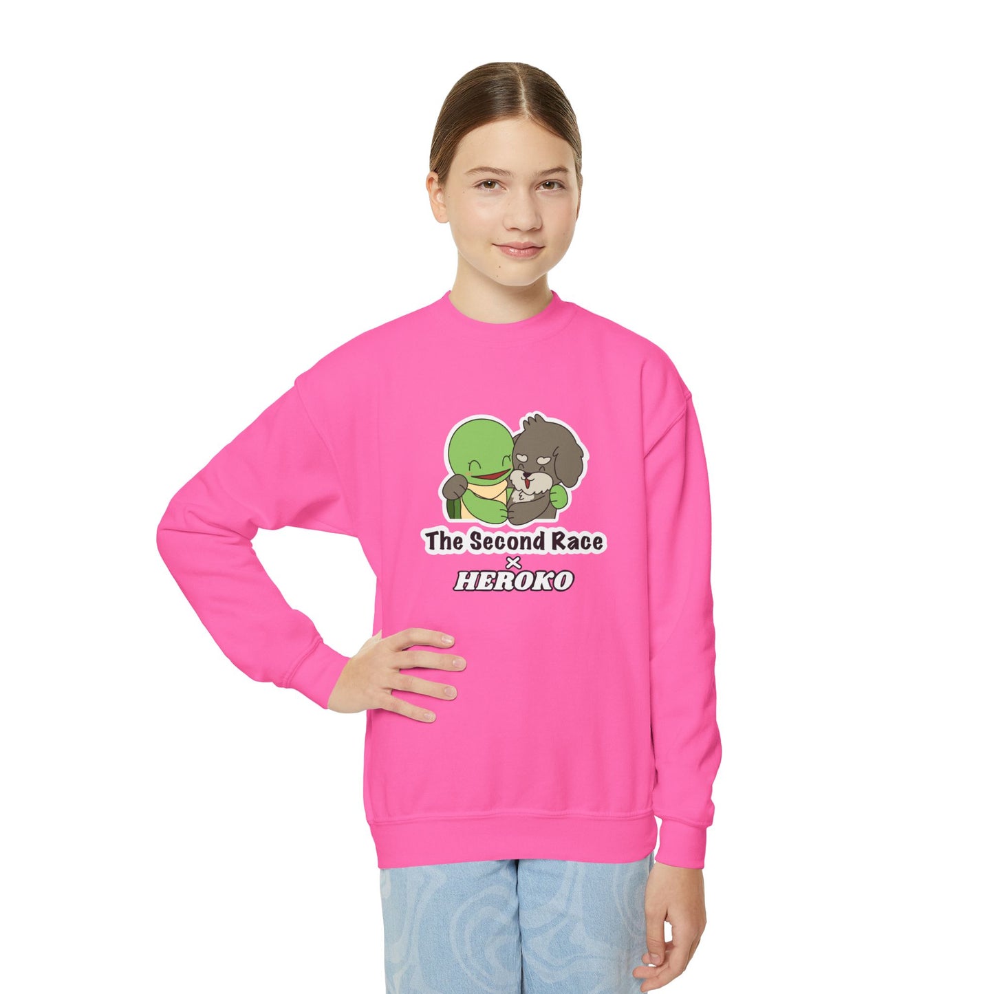Kids Hugging Turtle & Puppy Crewneck Sweatshirt — The Second Race