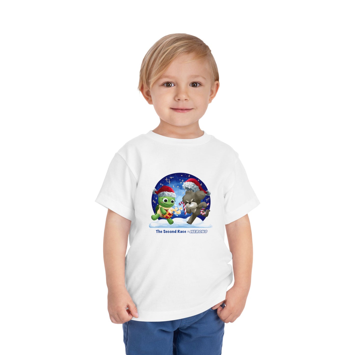 Toddler Tee - Cute Christmas Turtle & Puppy in a Snow Globe Holiday Design