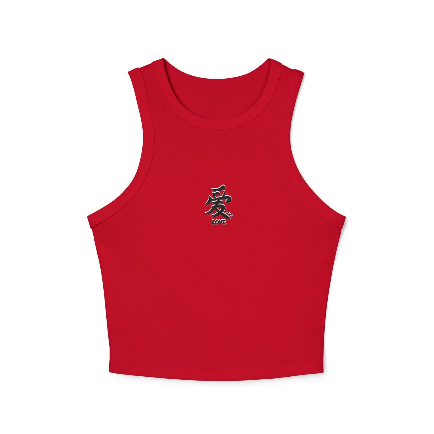 Women's Micro Rib Racer Tank Top with Love in Chinese Design