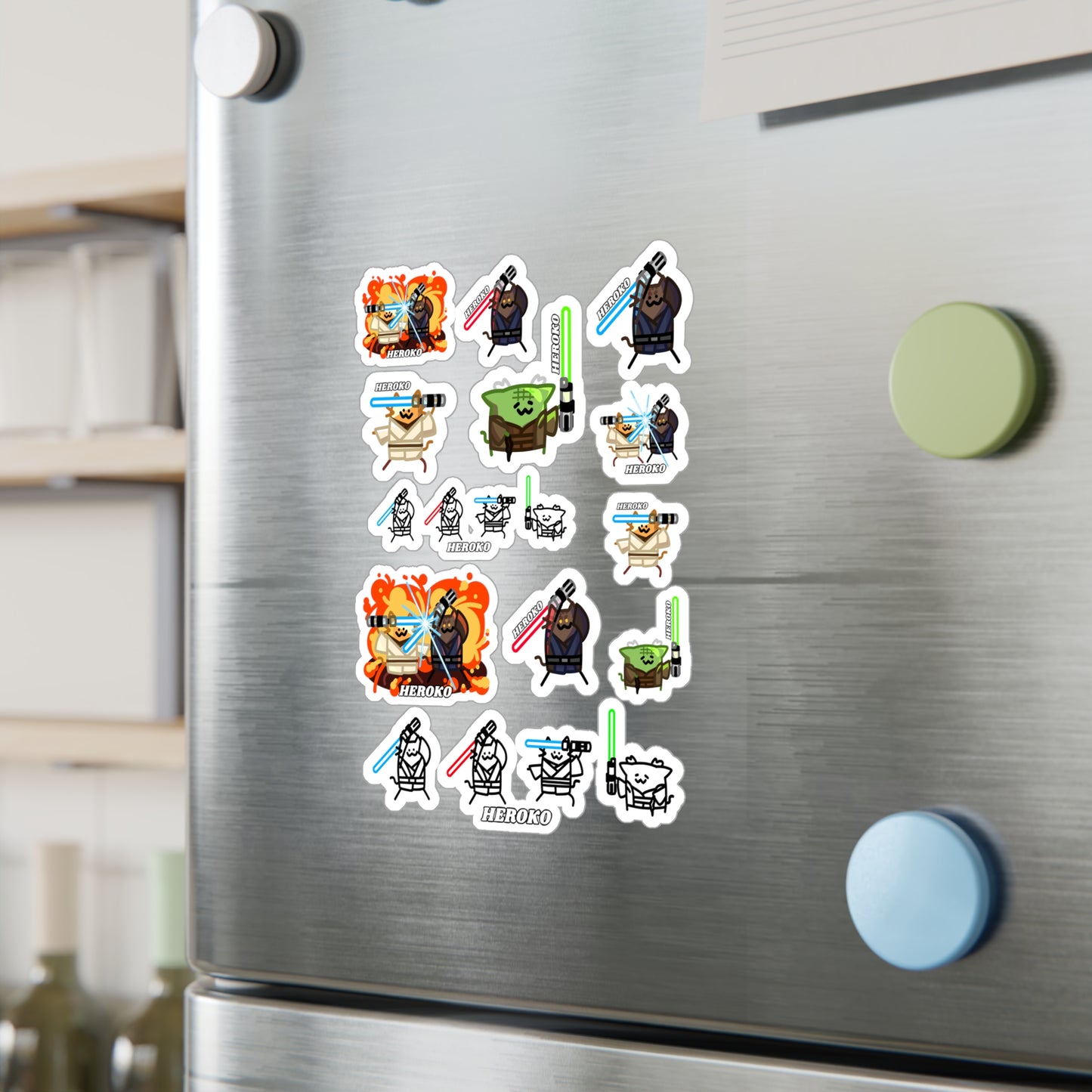 Jedi Cats 18 STICKERS -SET Kiss-Cut Vinyl Decals