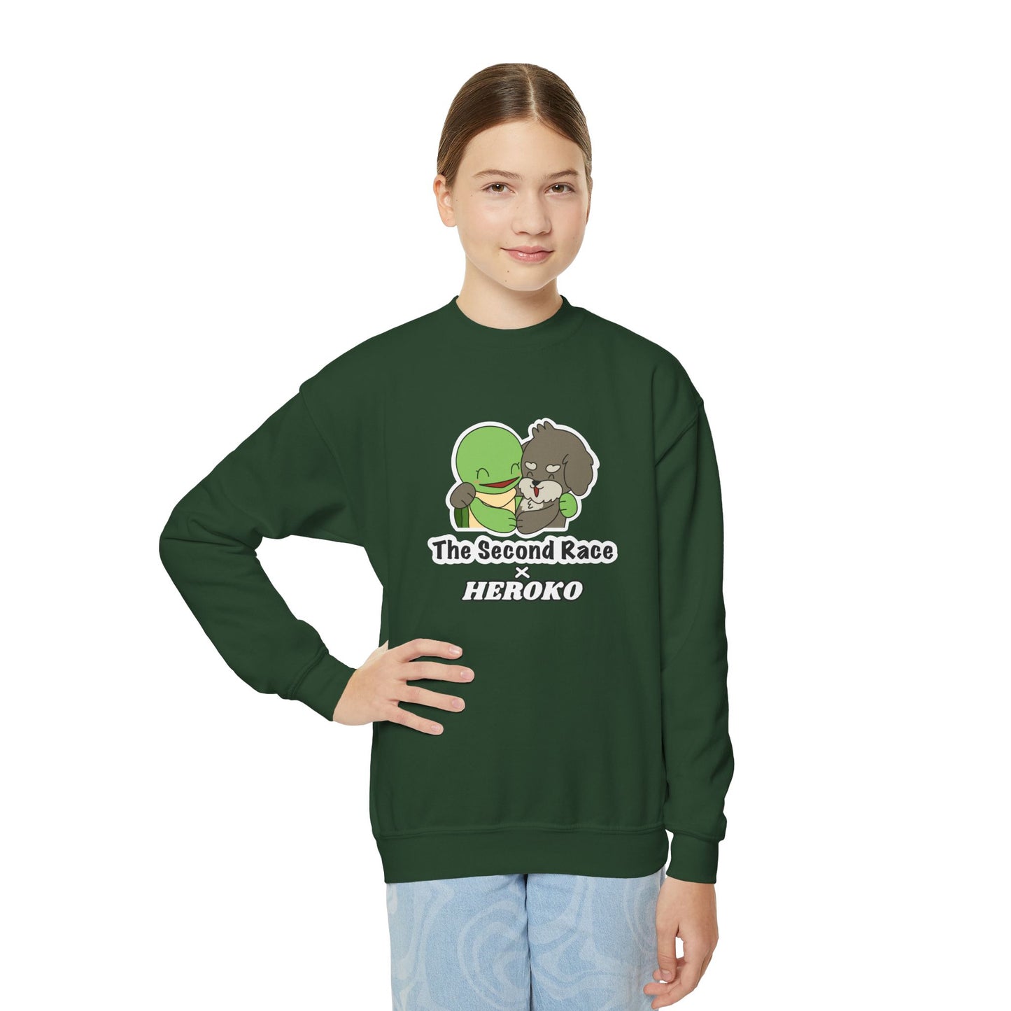 Kids Hugging Turtle & Puppy Crewneck Sweatshirt — The Second Race