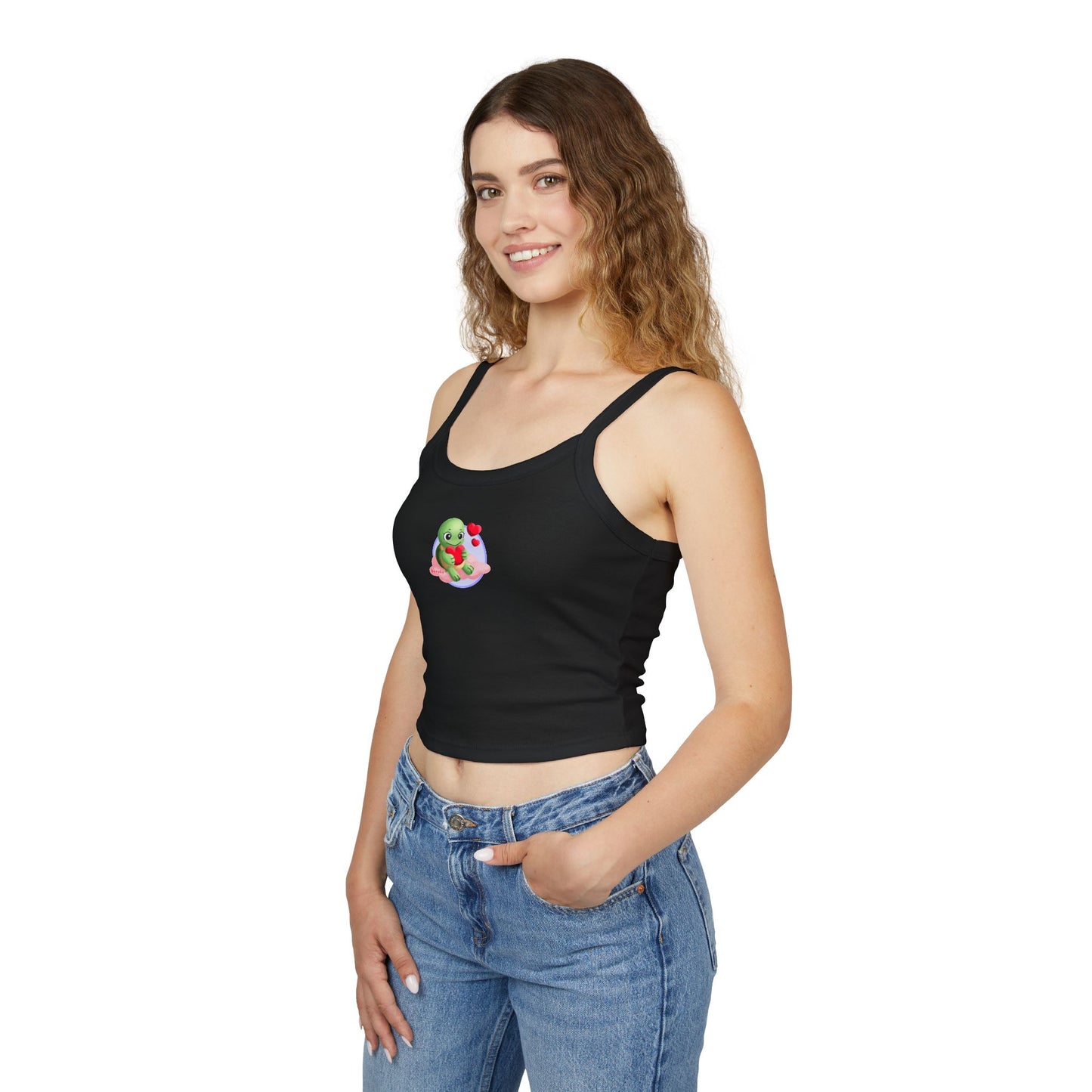 Women's Spaghetti Strap Tank Top, Cute Turtle Valentine's Day Design