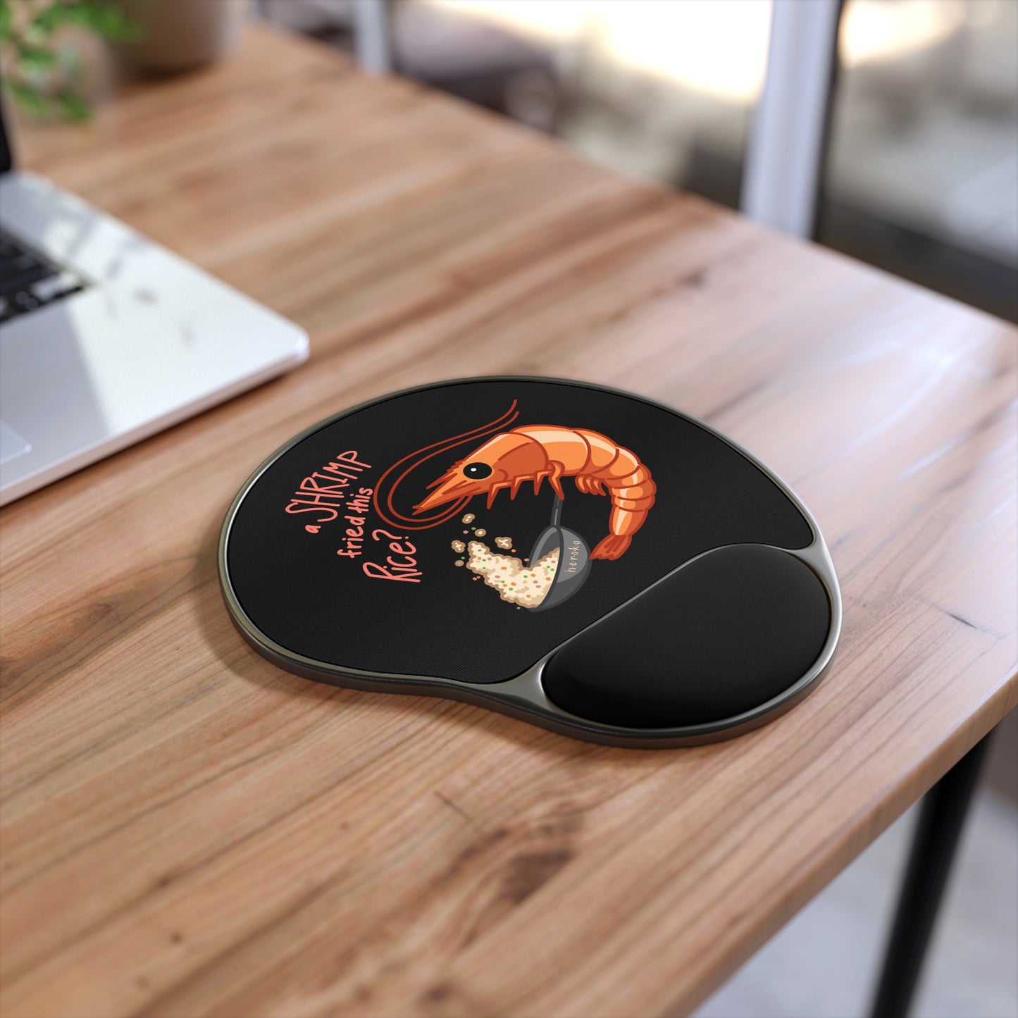 Heroko (IYP) A SHRIMP FRIED RICE BLACK Mouse Pad With Wrist Rest