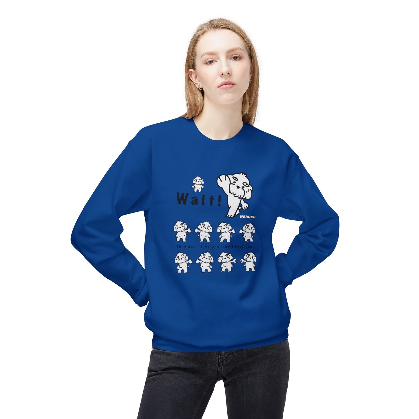 Adults WAIT! DANCING DOGS MEME Fleece Crewneck Sweatshirt