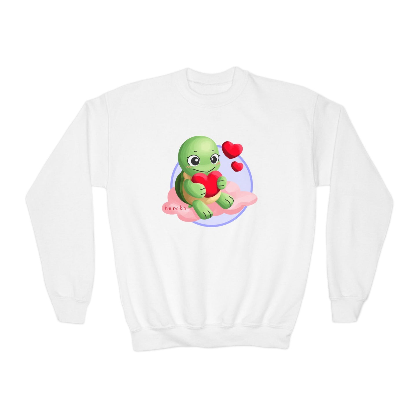 Kids Crewneck Sweatshirt  - Cute Turtle Valentine's Day Design