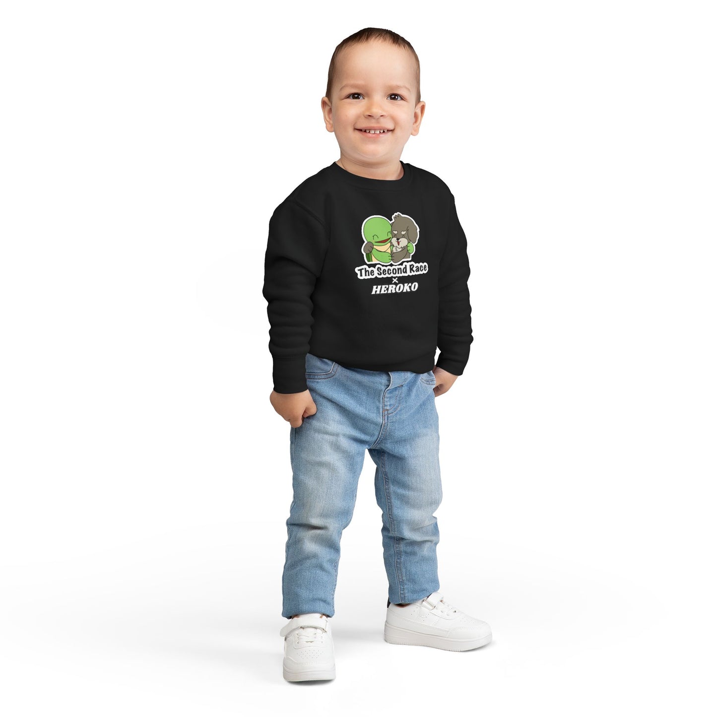 Toddler Sweatshirt - ‘The Second Race x Heroko’ Cute Turtle & Pup Kids Crewneck