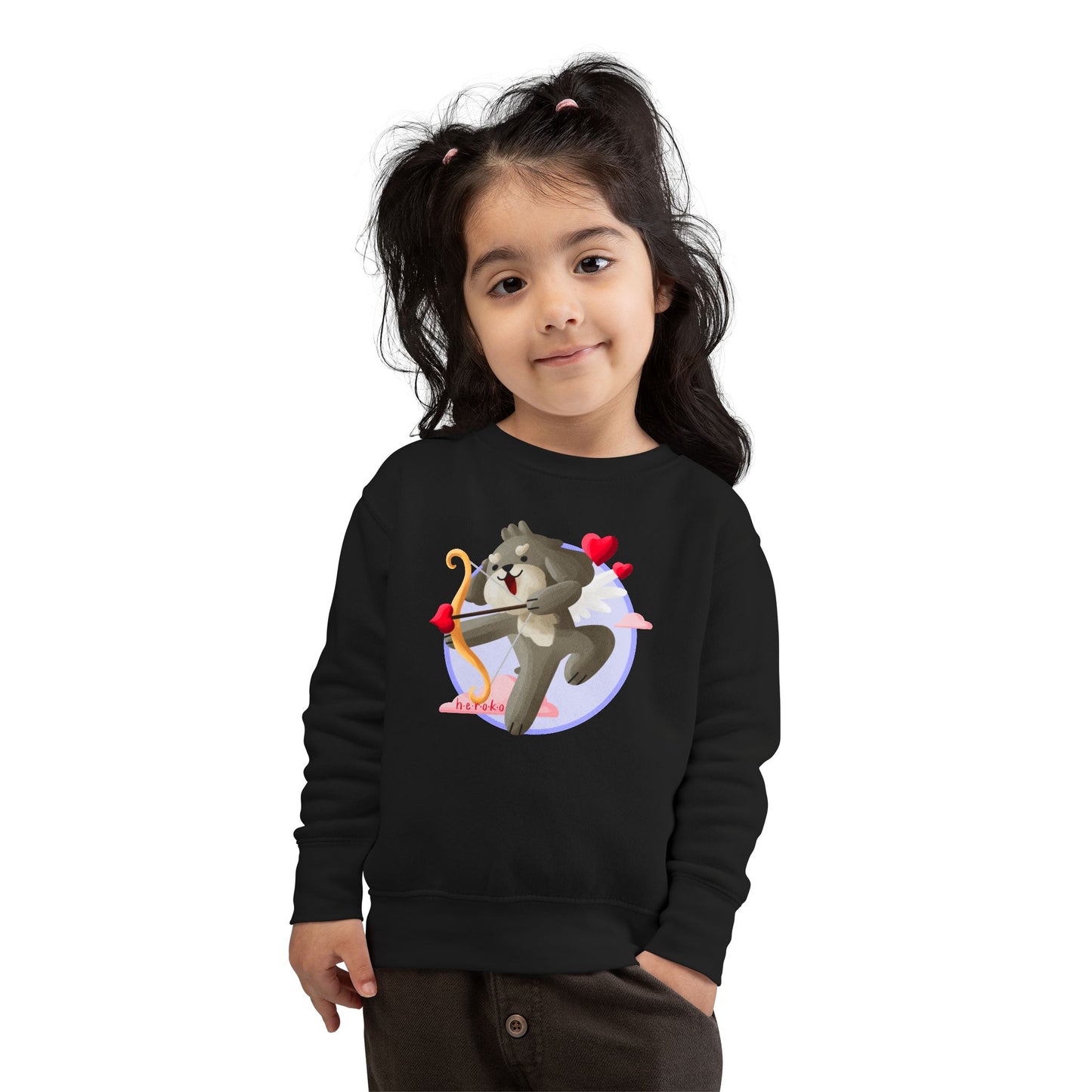 Toddler Sweatshirt  - Cute Dog Valentine's Day Design