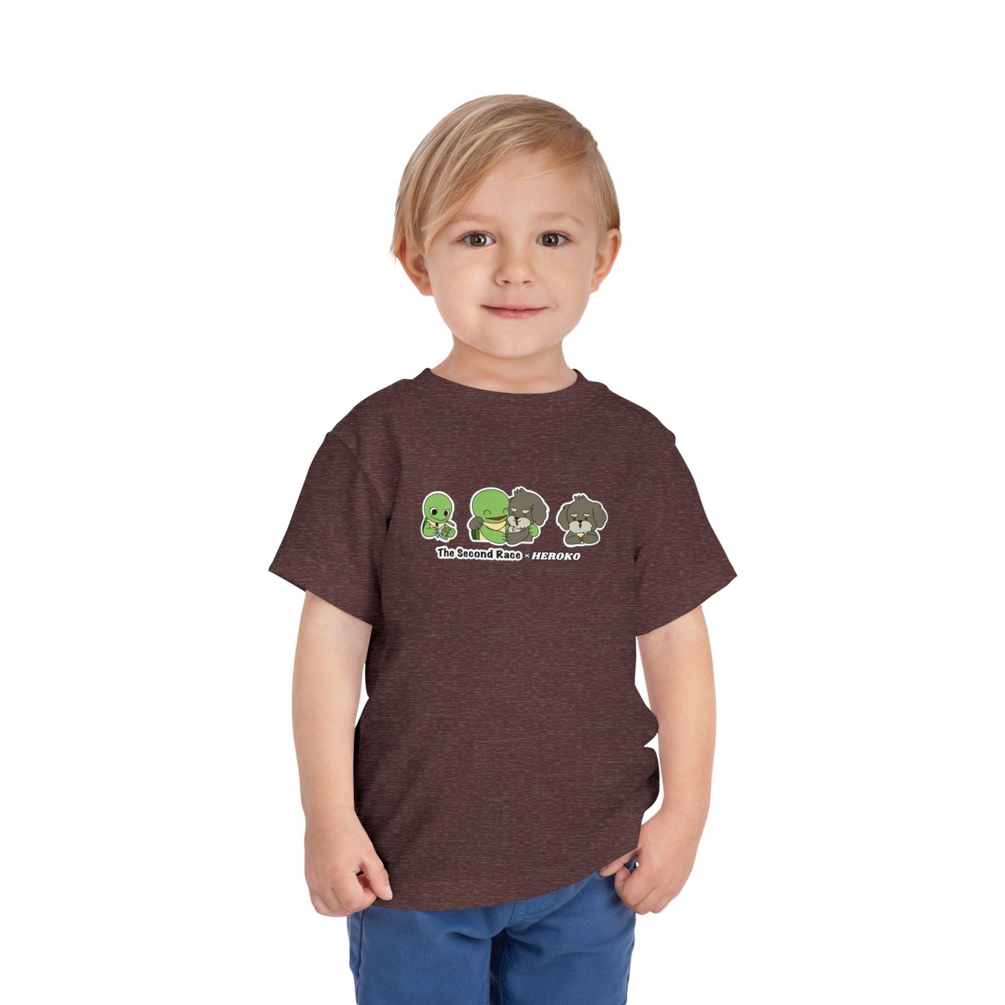 Toddler Tee — Cute Turtle and Dog Character Trio "The Second Race"