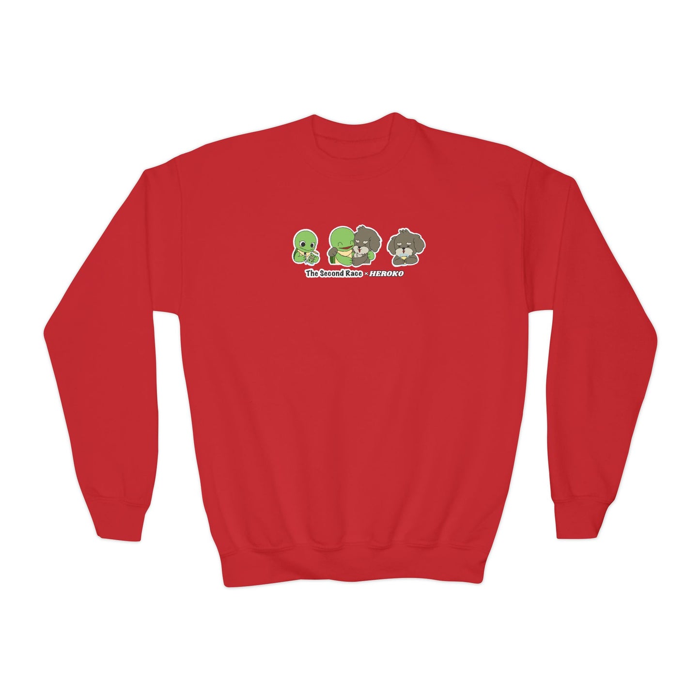 Kids Crewneck Sweatshirt — The Second Race: Turtle and Puppy