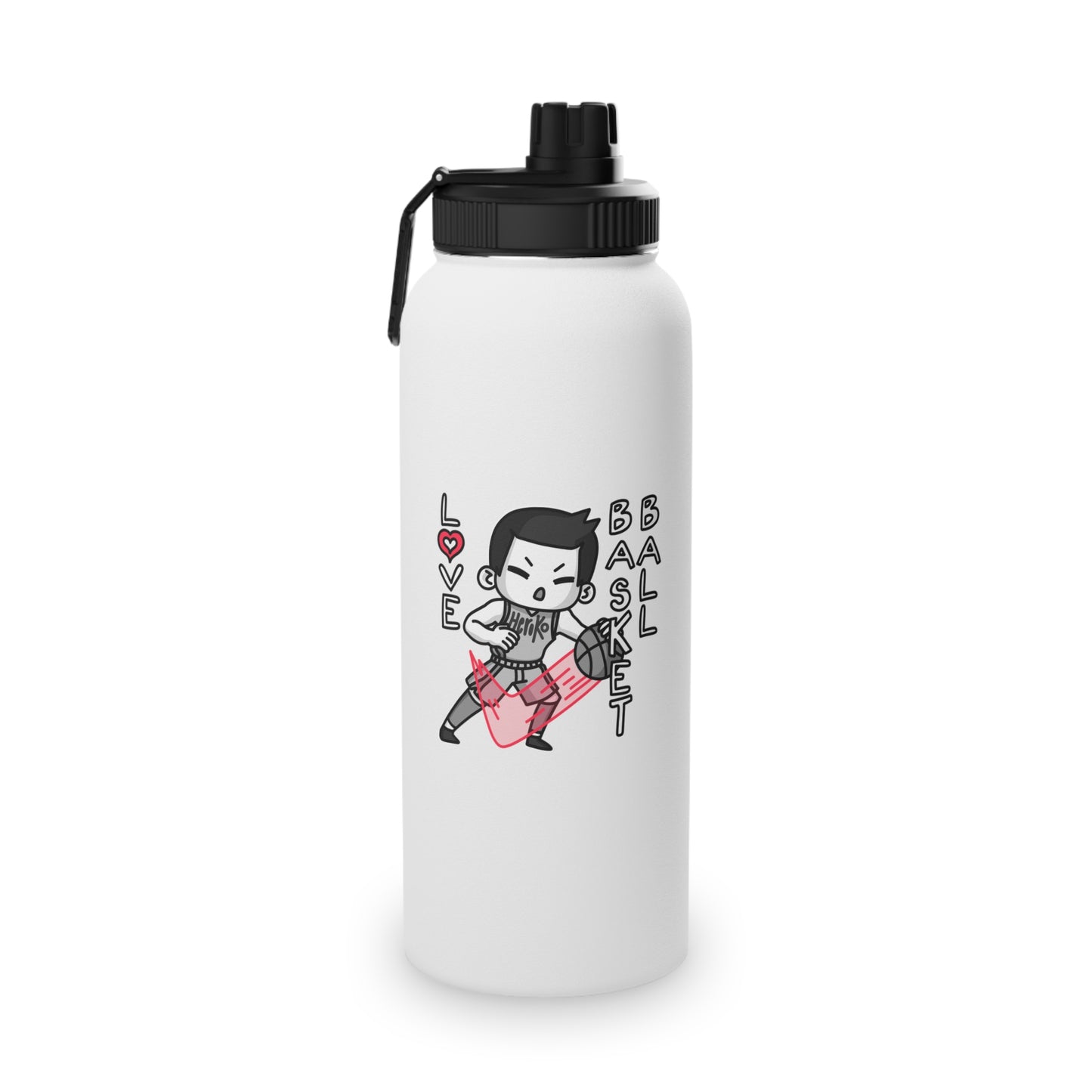 Heroko (WOYC) SPORTS - BOYS LOVE BASKETBALL Stainless Steel Water Bottle, Sports Lid