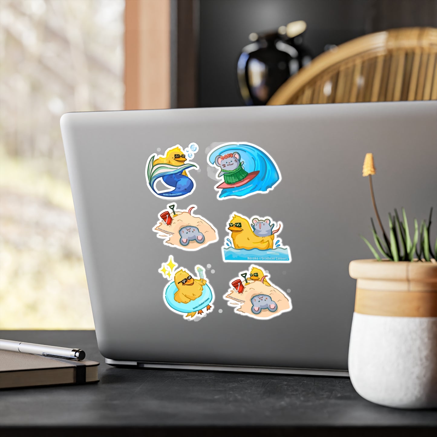 Summer Beach Theme STICKERS -SET Kiss-Cut Vinyl Decals