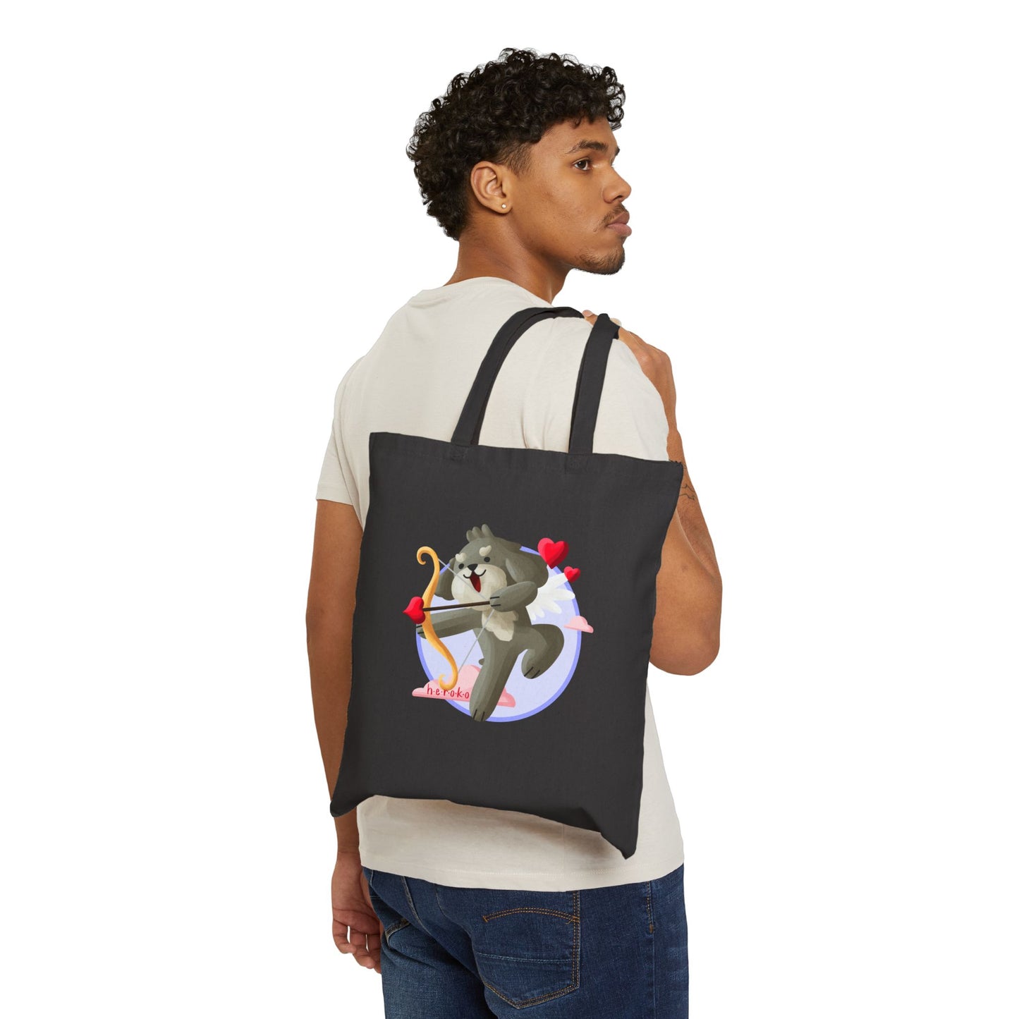 Canvas Tote Bag - Cute Dog Valentine's Day Design