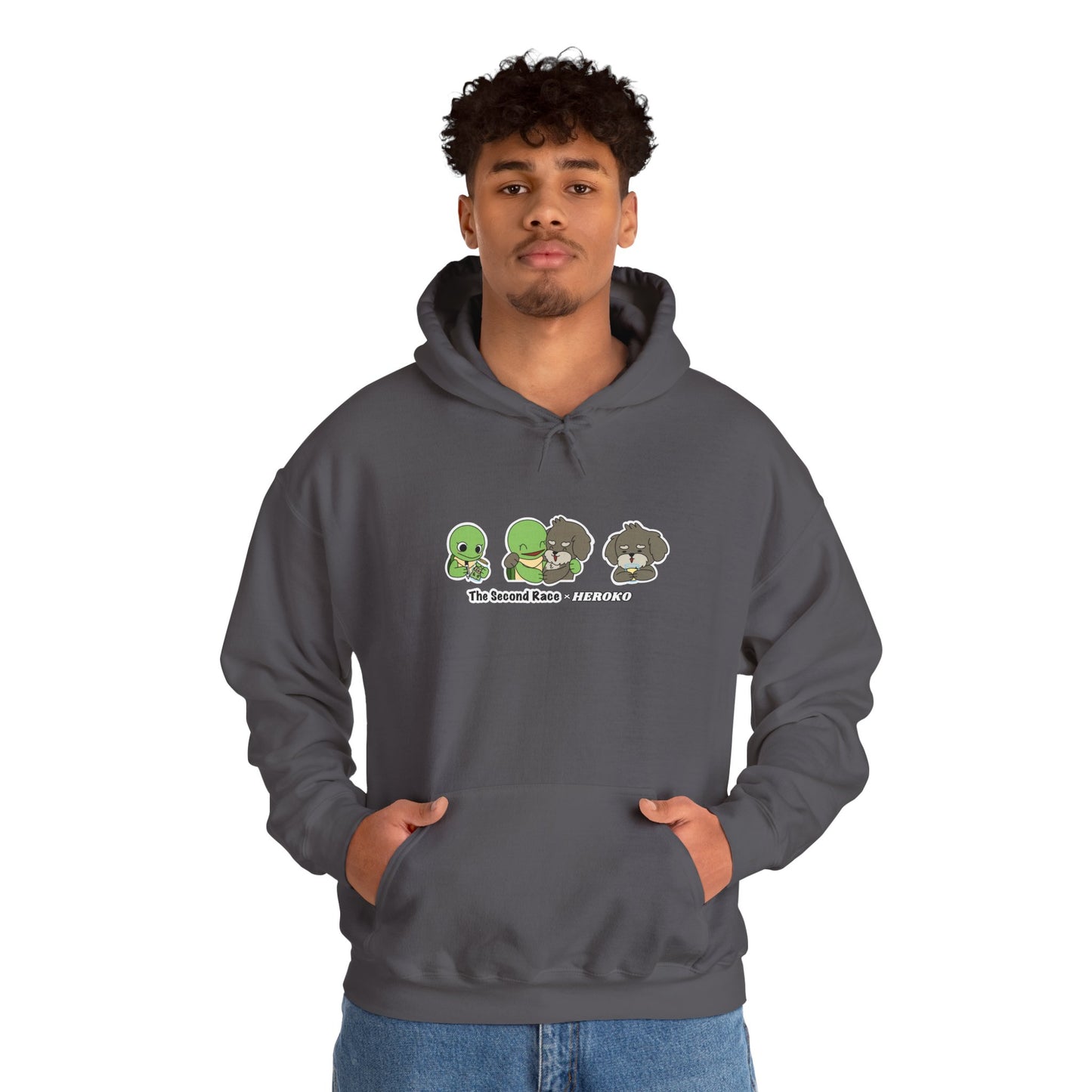 Adults Hoodie 'The Second Race' Turtle and Puppy Trio Sweatshirt