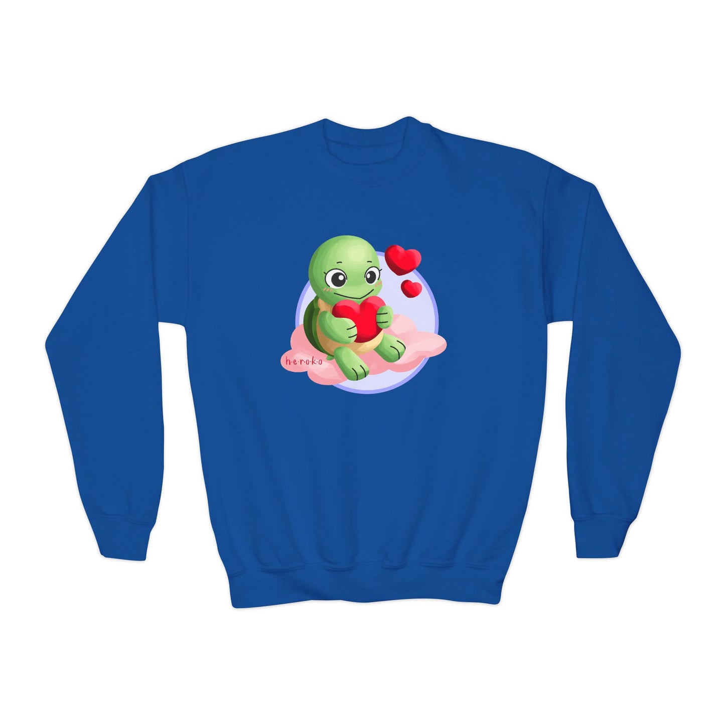 Kids Crewneck Sweatshirt  - Cute Turtle Valentine's Day Design