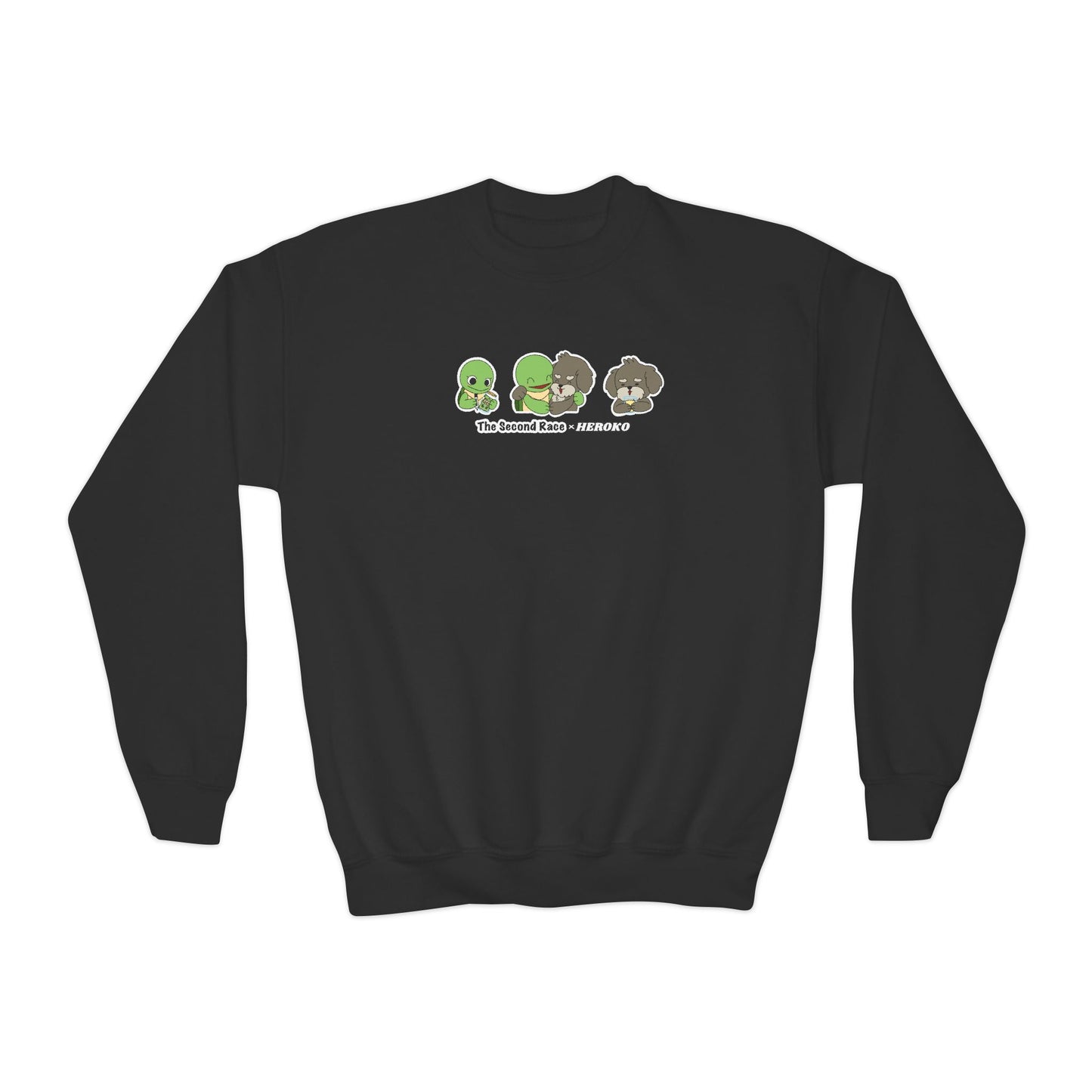 Kids Crewneck Sweatshirt — The Second Race: Turtle and Puppy