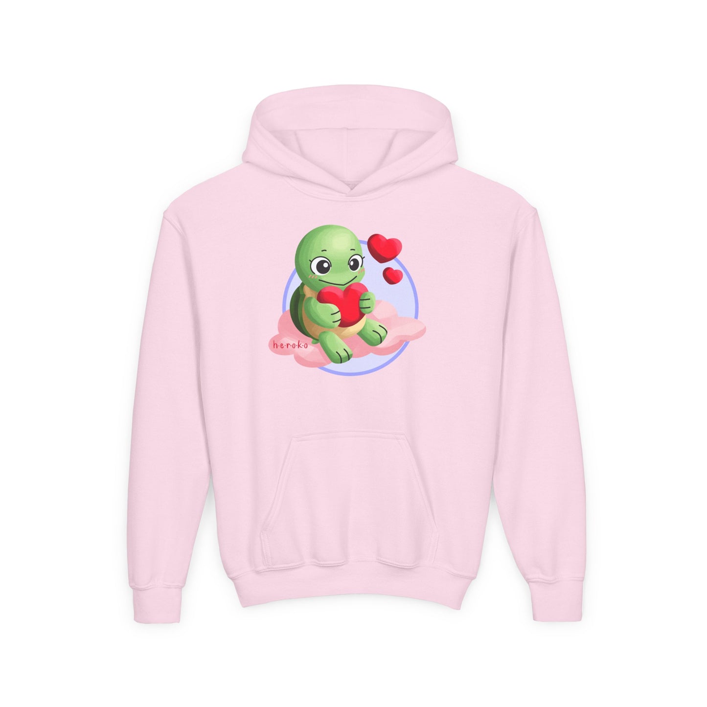 Kids Hoodie - Cute Turtle Valentine's Day Design