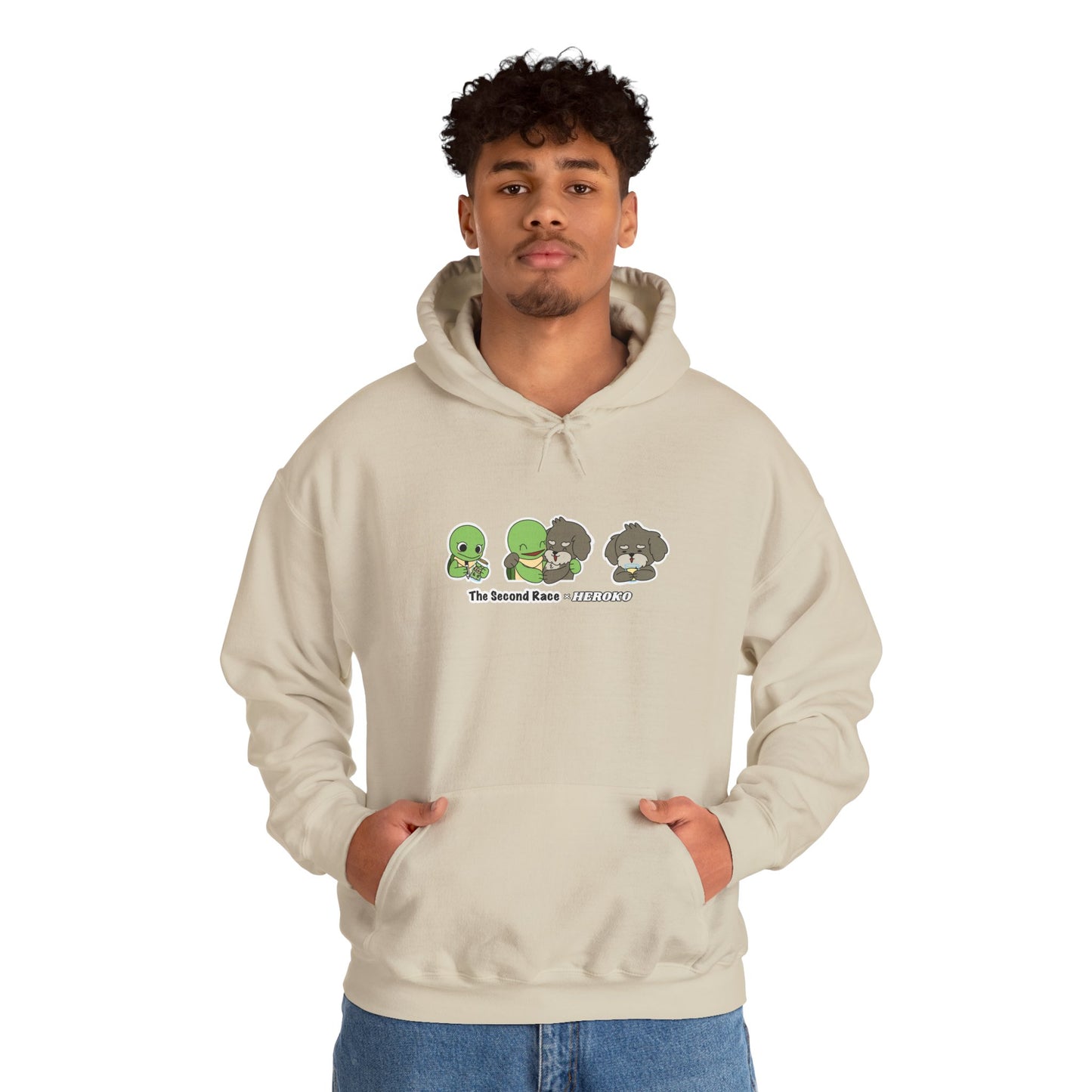 Adults Hoodie 'The Second Race' Turtle and Puppy Trio Sweatshirt