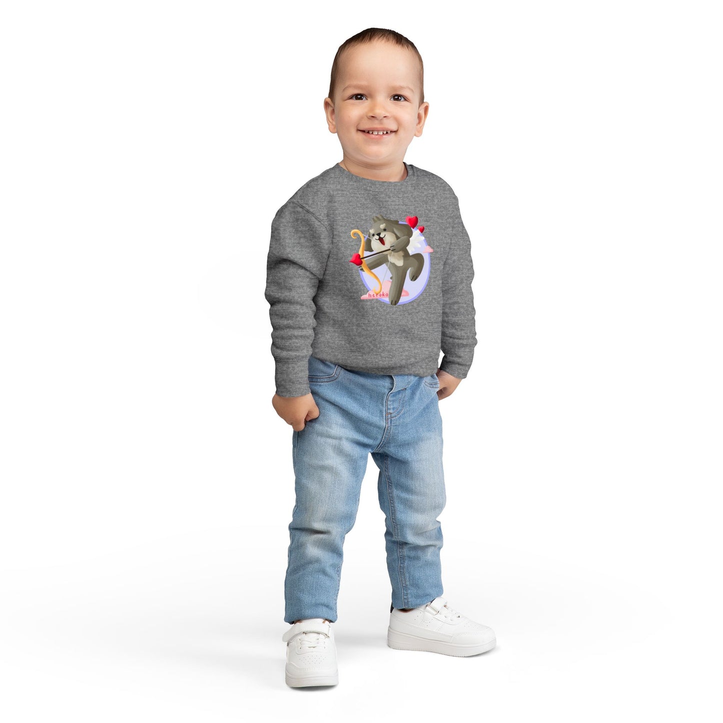 Toddler Sweatshirt  - Cute Dog Valentine's Day Design