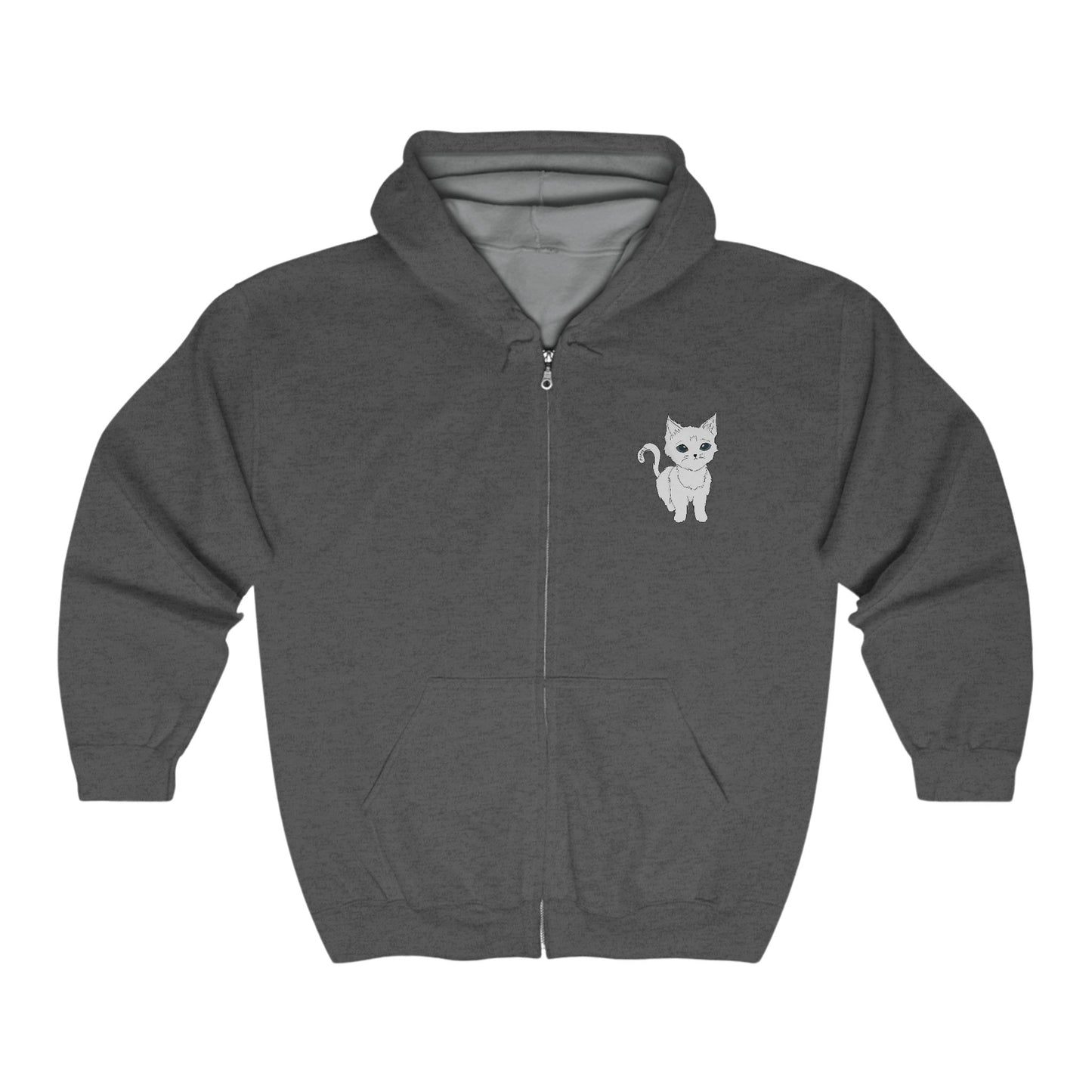 Adults WHITE CAT Full Zip Hoodies